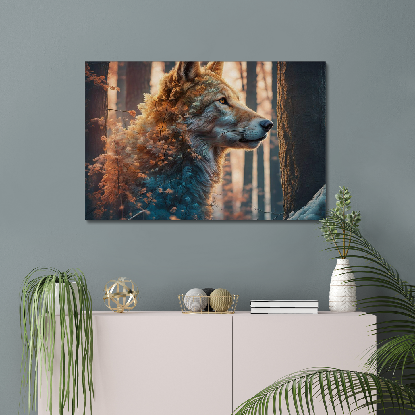 Wolf and nature as one Canvas