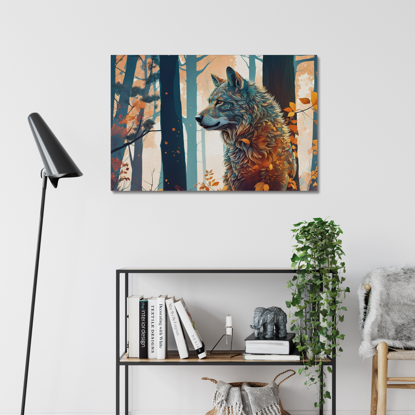 Artistic wolf in woods Canvas