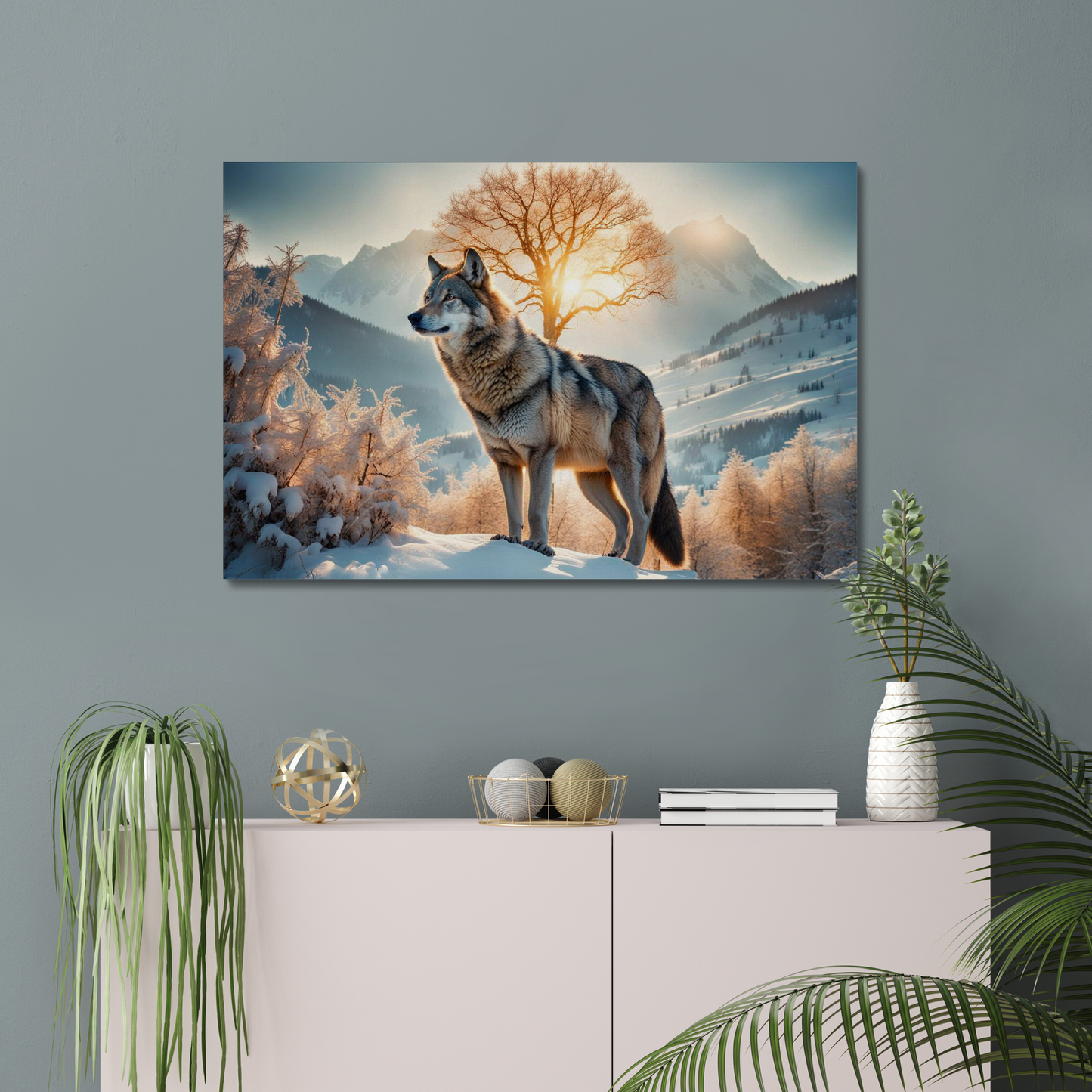 Proud wolf on a mountain  Canvas