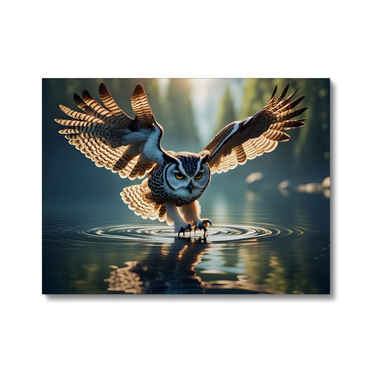 Owl hunting on a lake Canvas