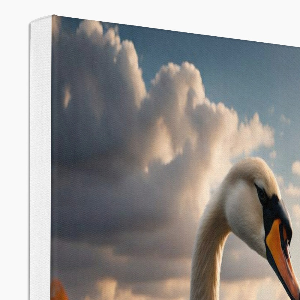 Two Sunset Swans Canvas